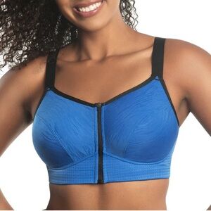 WAVE WIRE-FREE ZIP FRONT SPORTS BRA - NAUTICAL BLUE 36C worn once, brand new